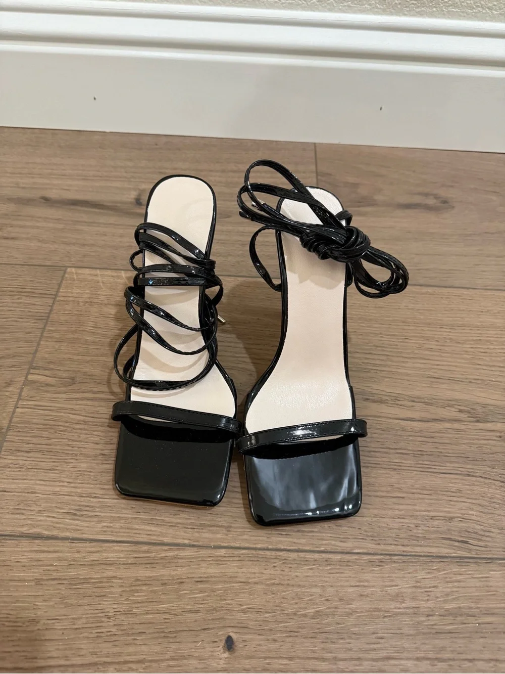 Black Strappy Square-Toe Women's Heels NWOT